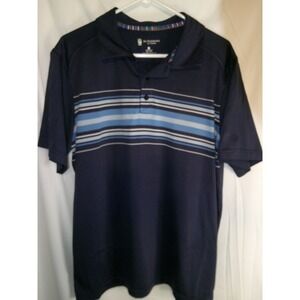 St. Andrews Golf Polo Shirt Striped Short‎ Sleeve Casual Top Mens L